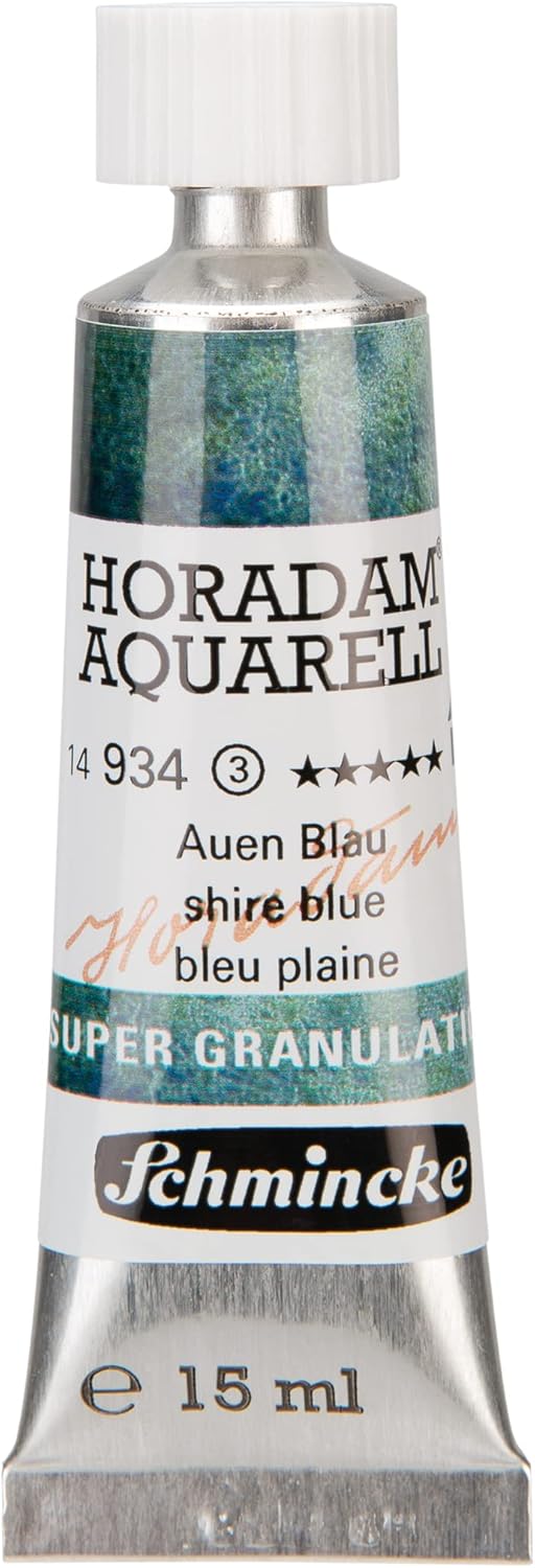 Schmincke - HORADAM® AQUARELL, Super Granulation, 14 934 006 Shire Blue, 15 ml tube, very strong granulating colors, finest, super granulating watercolors