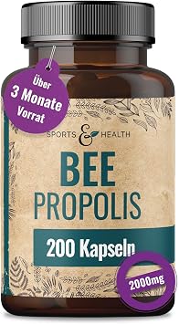 Bee Propolis Capsules Pack of 200 High Dose 2000 mg - Made from 5:1 Extract