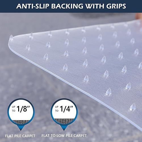 Miniatura 9 de SALLOUS Tapete para silla de oficina, 48 x 36 pulgadas, tapete de vinilo para silla de juegos para suelos alfombrados, tapete para silla de juegos