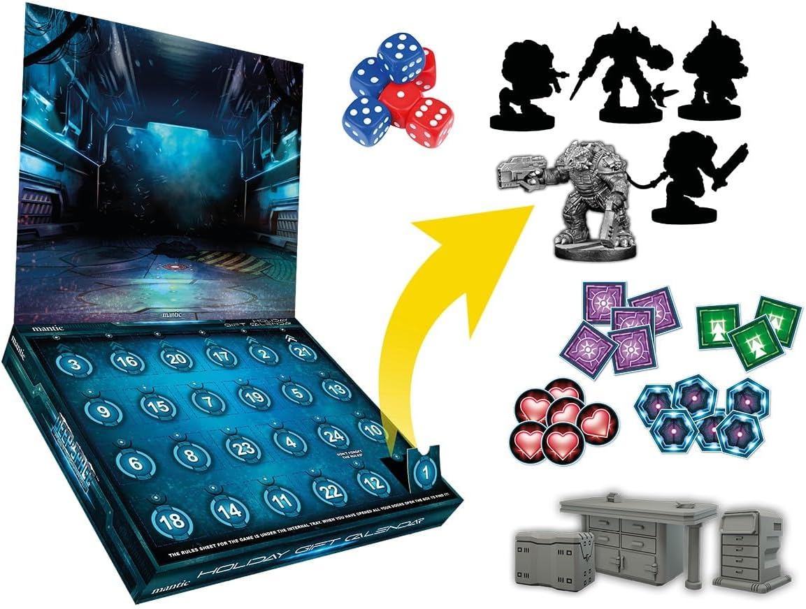 Deep Space Pest Control - Sci-Fi Adventure Game, 24-Day Calendar with Pre-Assembled Miniatures & Scenery, Daily Surprises for Thrilling Space Heroics