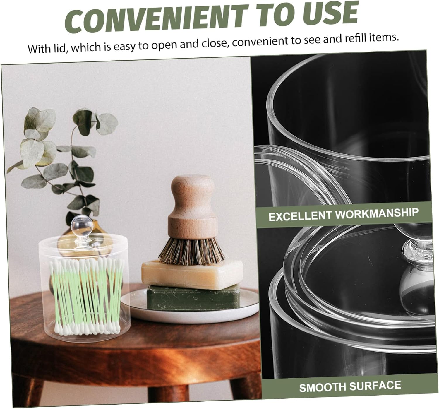 3pcs Cotton Jar Lids Apothecary Jars Cotton Swab Container Ball Holder for Bathroom Storage Makeup Beads Spices