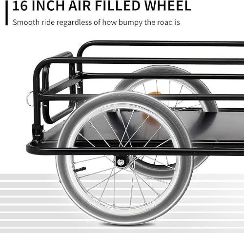 Miniatura 4 de Ktaxon Remolque plegable para bicicleta, remolque de bicicleta con capacidad de carga inigualable, neumático de 16 pulgadas, acoplador universal,