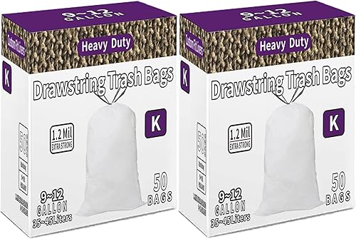 Miniatura 5 de Code J - Bolsas de basura con cordón compatibles con simplehuman Code J, 50 unidades en total, 10-10.5 galones, 38-40 litros, grosor de 1.2 mil,