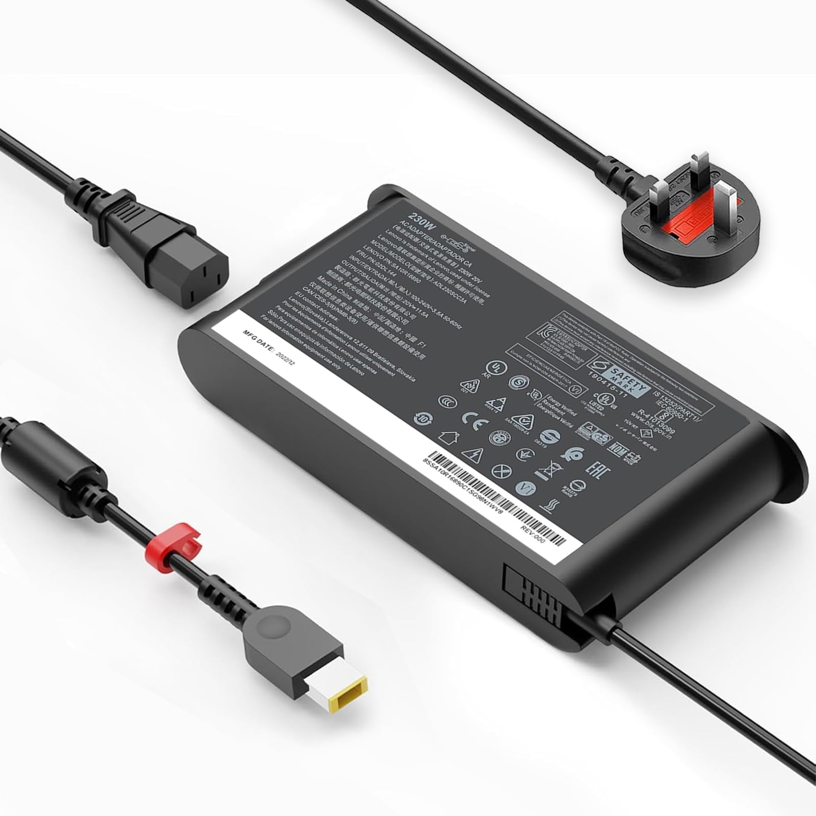 230W Legion 5 Charger for Lenovo Legion 5 7 5P C7 S7 Y520 Y740 Y730 Y900 Y910 Y920 Y7000P,20V/11.5A AC Adapter for Lenovo LOQ15 ThinkPad P16 P15 P73 P52 P70 IdeaPad 700 Y900 Laptop Power Supply