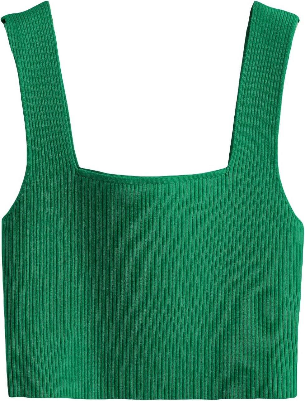 VerdusaWomen's Square Neck Sleeveless Solid Ribbed Knit Crop Top Tank