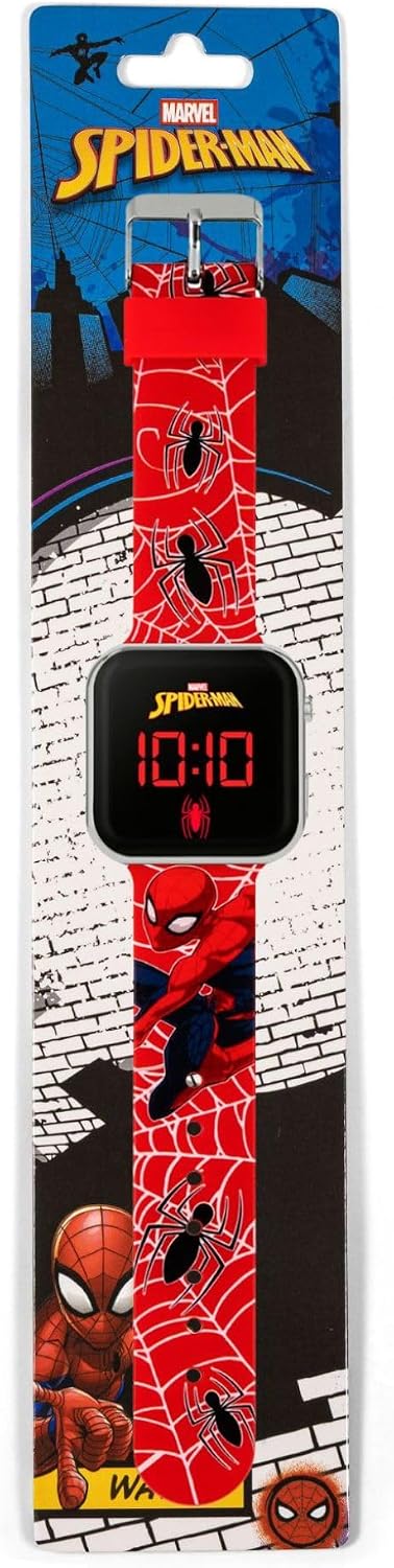 Цифровые кварцевые часы Spiderman для мальчиков с силиконовым ремешком SPD4719ARG, красные
