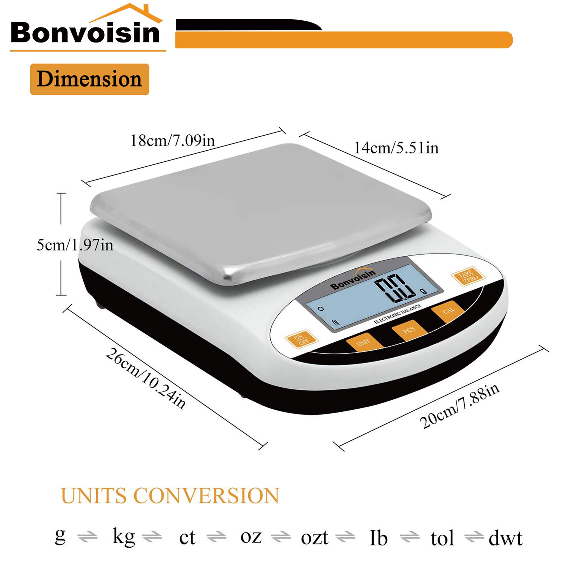 Bonvoisin Analytical Electronic Balance Laborwaage 0,1 g Genauigkeit Laborwaage Gro?er W?gebereich Digitale Küchenwaage Schmuck Goldwaage Pr?zisionswaage (10 kg x 0,1 g)
