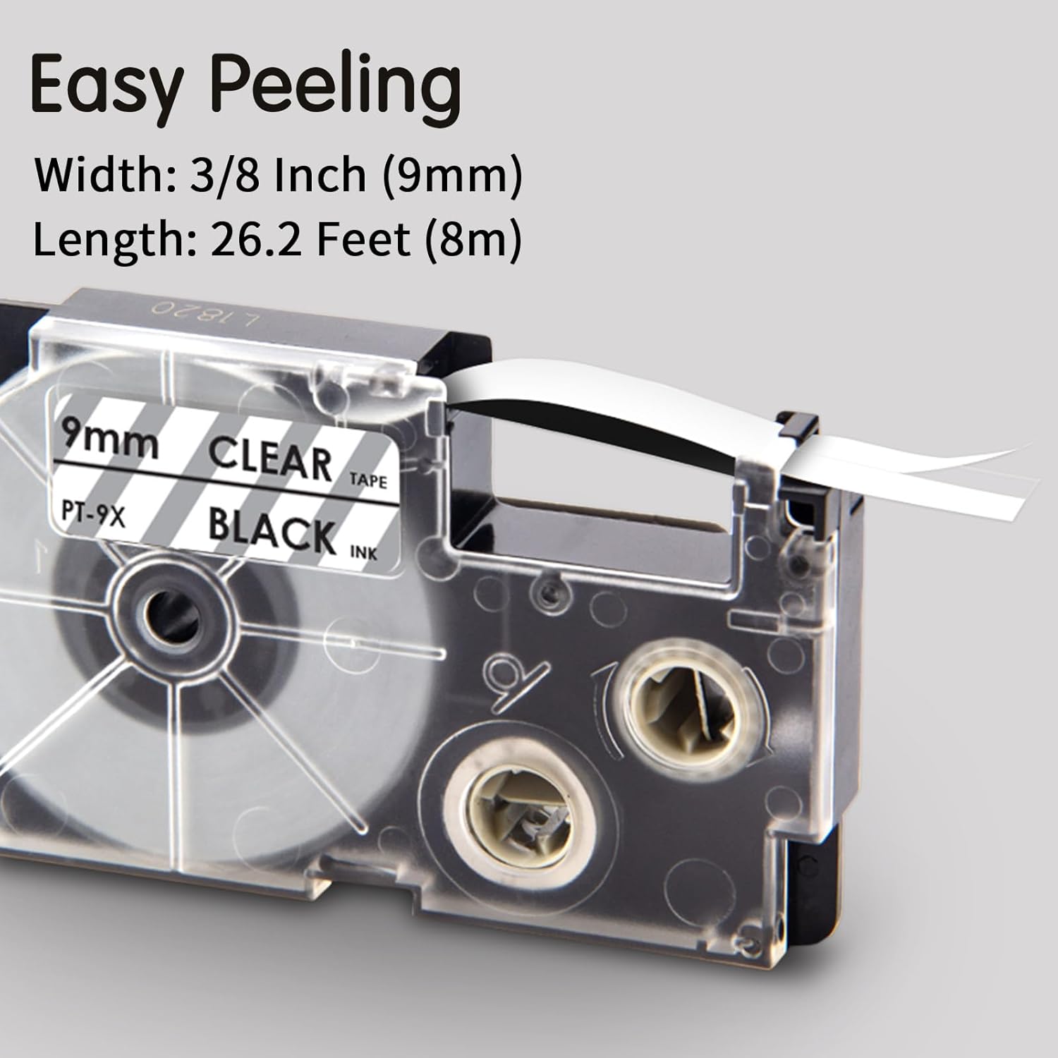 Pristar Compatible Label Tape Replacement for Casio XR-9X XR-9X2S XR9X XR9X2S Black on Clear Label Tape for KL-120 KL-60 KL-100 KL-750 KL-780 KL-820 KL-7200 Label Maker, 9mm(3/8") x 8m(26'), 3-Pack - Image 2