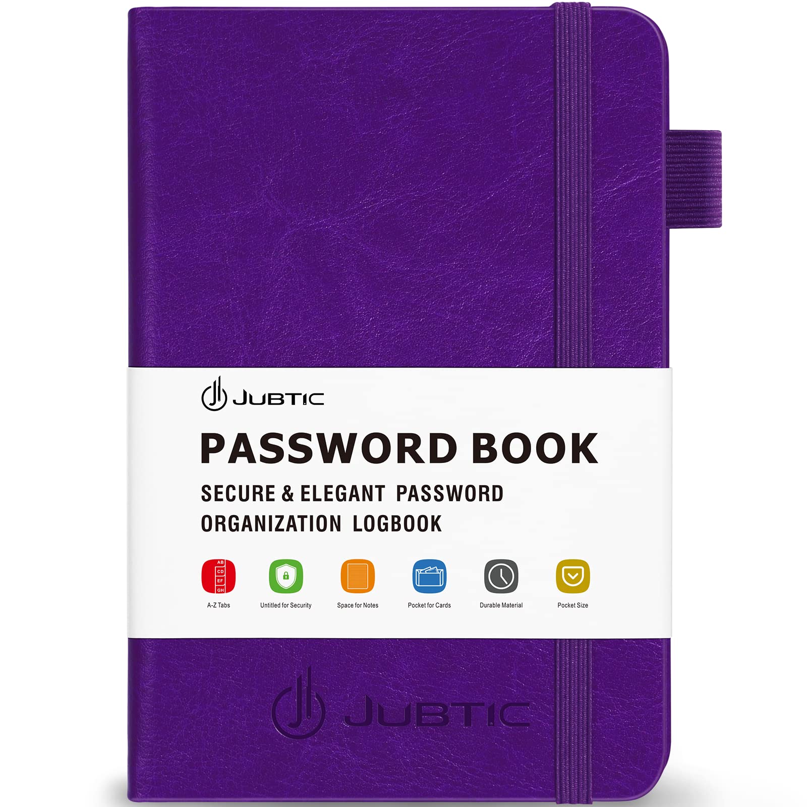 JUBTIC Password Book with Alphabetical Tabs, Small Size Internet Address & Password Keeper Logbook, Password Notebook Journal for Computer & Website Logins, Purple — image 1