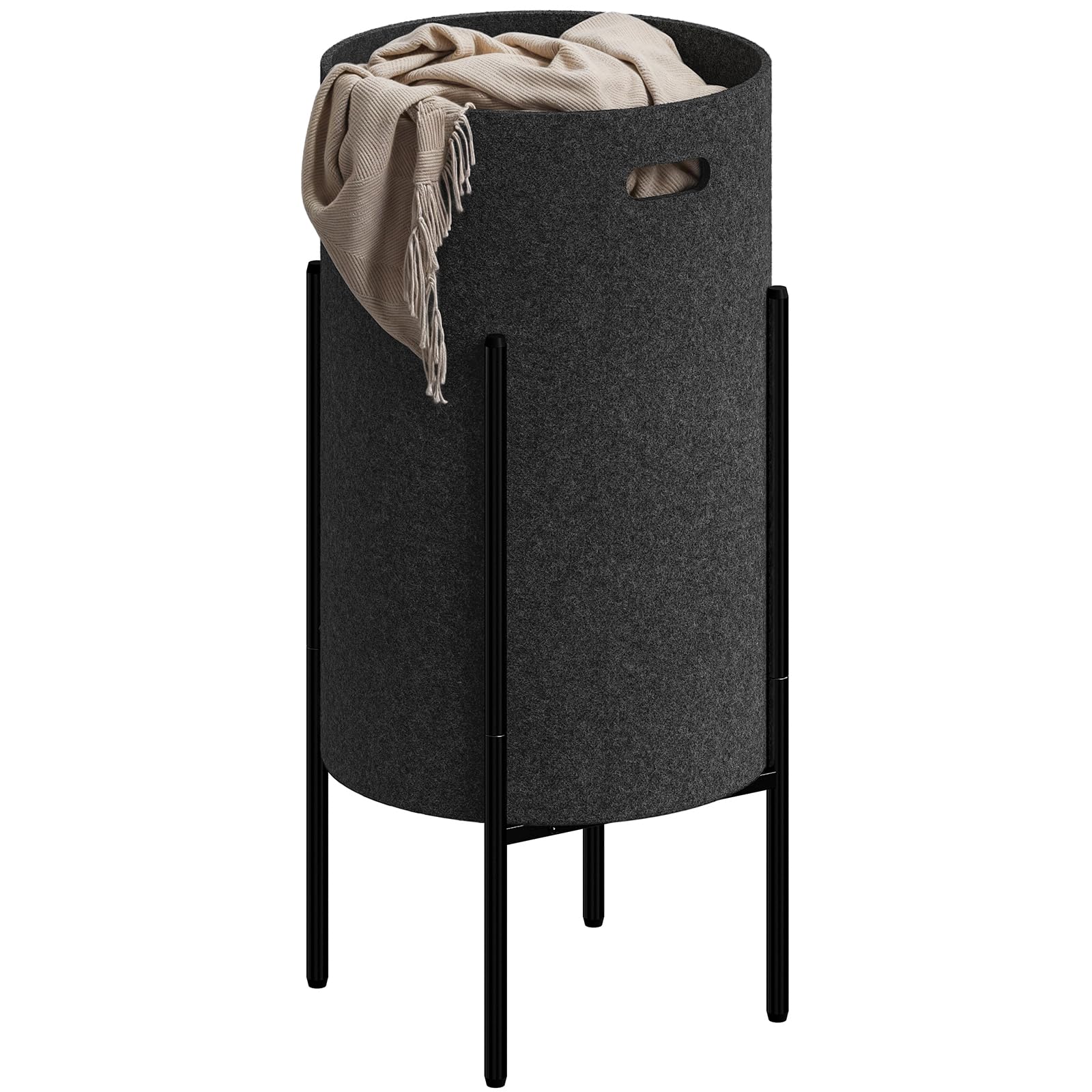Photo 1 of **FOR PARTS/ MISSING ASSEMBLY PIECES** Chrislley Round Laundry Hamper with Removable Bags, 85L Iron Laundry Basket with Steel Frame, Freestanding Clothes Hamper with Handle, Felt Collapsible Laundry Organizer for Bedroom, Dorm, Black