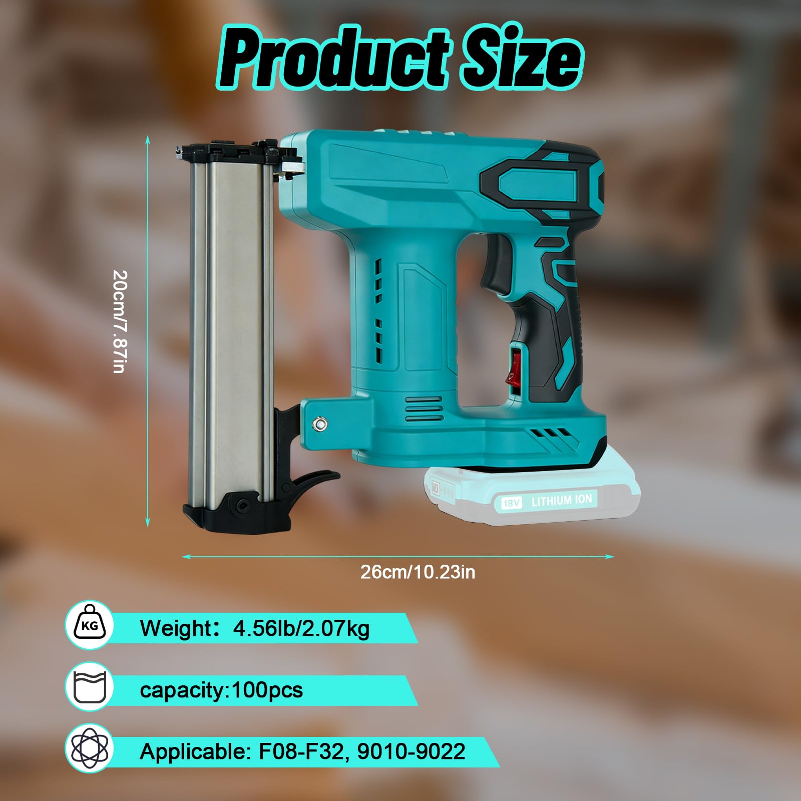 Clavadora inalámbrica de 18 GA para batería Makita de 18 V, pistola de grapas eléctrica 2 en 1 con 1000 clavos rectos y 1000 clavos en U, pistola eléctrica inalámbrica para carpintería, muebles (sin