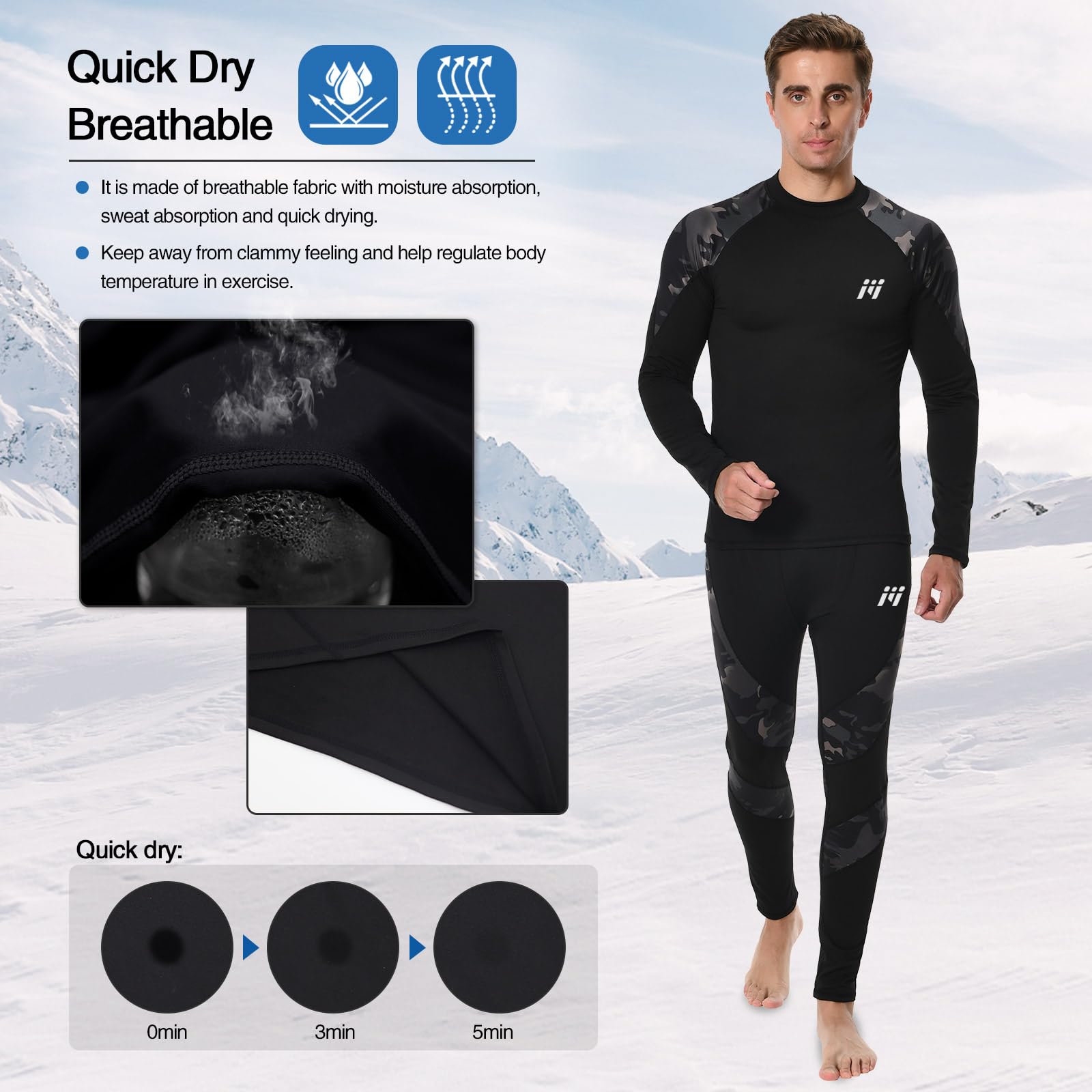 MEETWEE Zestawy termiczne męskie Mężczyźni Men Thermal Underwear Set (1 w zestawie)