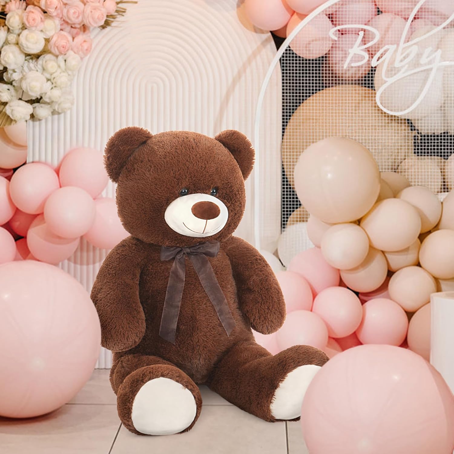 MorisMos Giant Teddy Bear Stuffed Animal 3 ft-36'' Large Teddy Bear, Brown Big Stuffed Animal for Girlfriend Valentines, Large Hugging Plush for Birthday Christmas Baby Shower Decor,Dark Brown