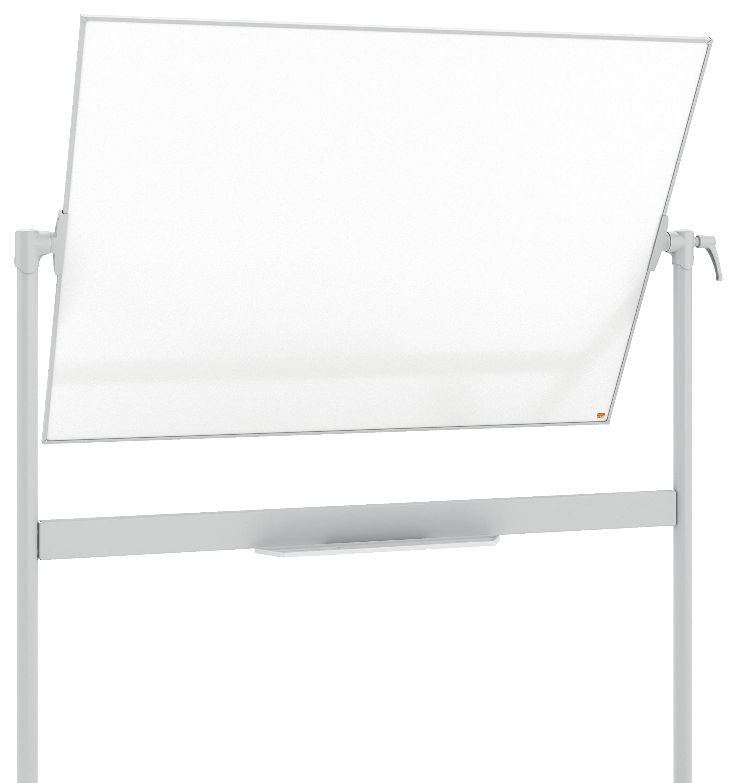Nobo Mobiles Whiteboard aus Emaille, trocken abwischbar, magnetisch, mit horizontalem Drehpunkt (von oben nach unten schwenkbar), auf Rollen, mit Stifthalter, Magneten und Marker, weiß, 1901033