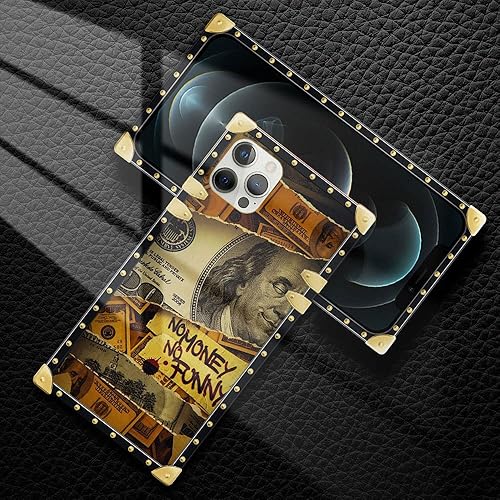 Miniatura 5 de DAIZAG Funda compatible con iPhone 13 Pro Max, funda de dinero B de lujo, elegante, para mujeres y niñas, decoración de metal, esquina clásica,