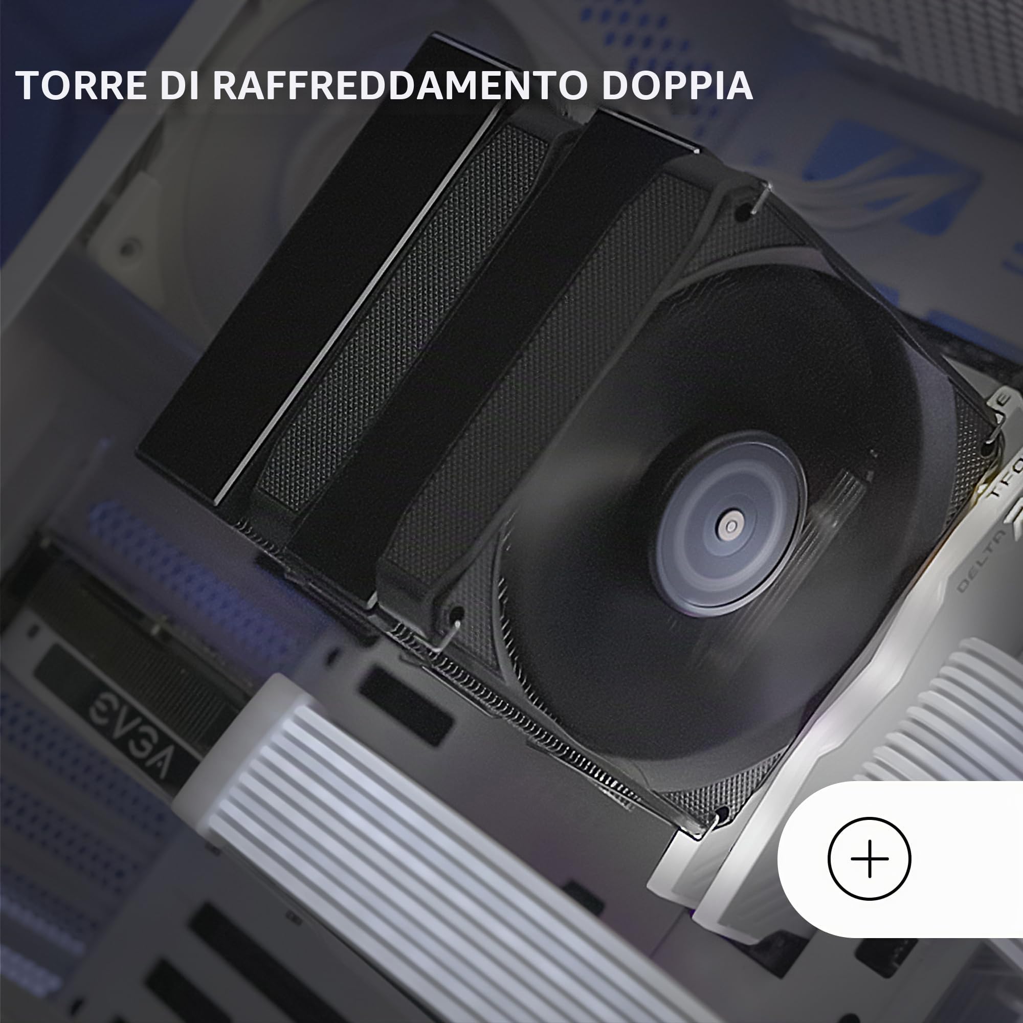 MARSGAMING MCPU-XU6, Dissipatore CPU Doppia Torre, TDP 350W, 2x Ventole con Pale Ibride e Cuscinetti FDB in Rame Iperbilanciati, 6 Heatpipes Tecnologia HCT ULTRA, Multisocket Universale, Nero