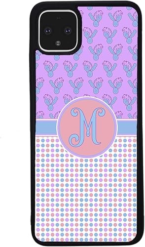 Miniatura 3 de Cats and Cactuses Polka Dots Personalized Initial Black Rubber Phone Case Compatible With Google Pixel 10, 10 Pro, 10 Pro XL, 9a, 9 Pro, Pixel 9,