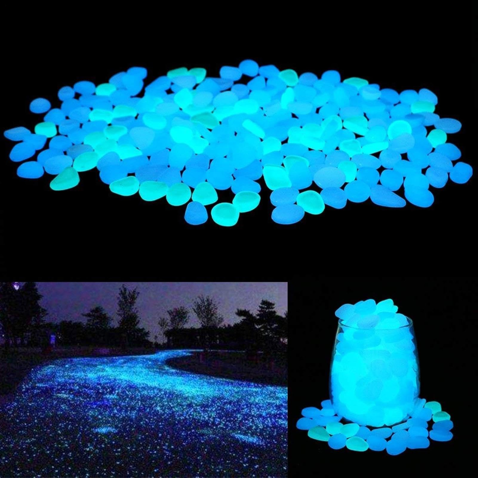 Ciottoli Fosforescenti | 200 Pezzi Rocce Luminose Da Giardino Per Vialetti - Ciottoli Luminosi da Esterno - Adatto per Cortile Sentiero Passo Carraio Patio Paesaggistica Acquario e Feste