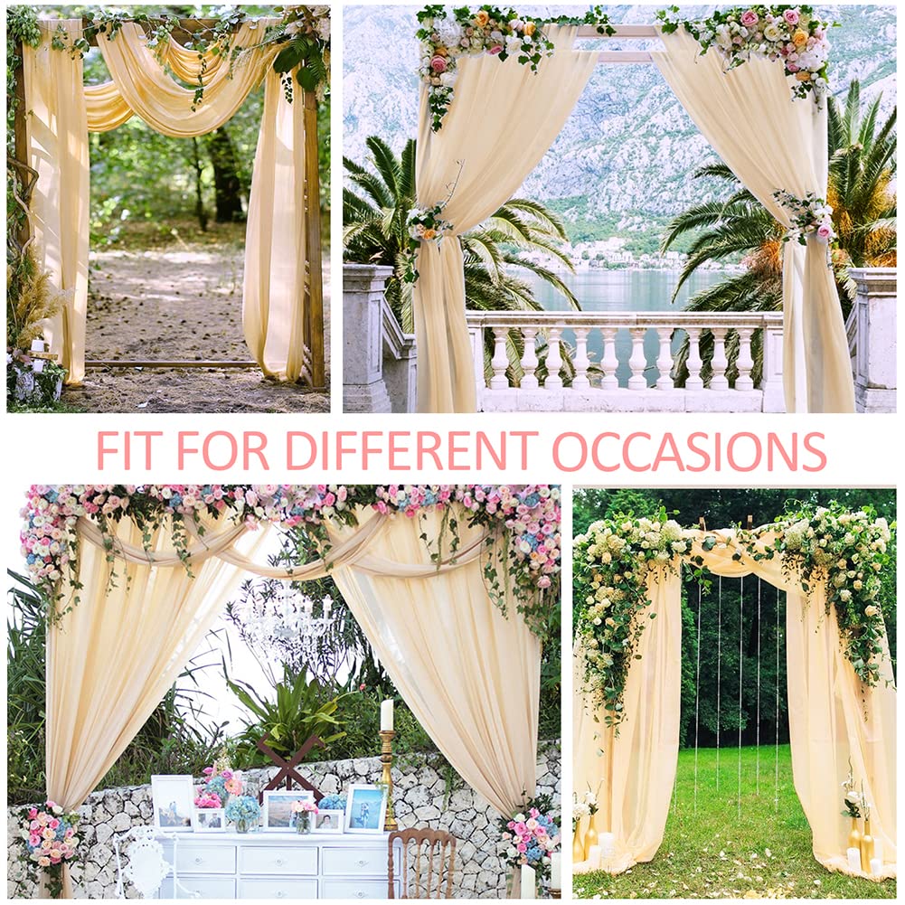 Chiffon Bianco Velo Matrimonio HUSHAX Champagne - Tenda Decorativa 75x600 Cm Per Cerimonie Velo Nuziale