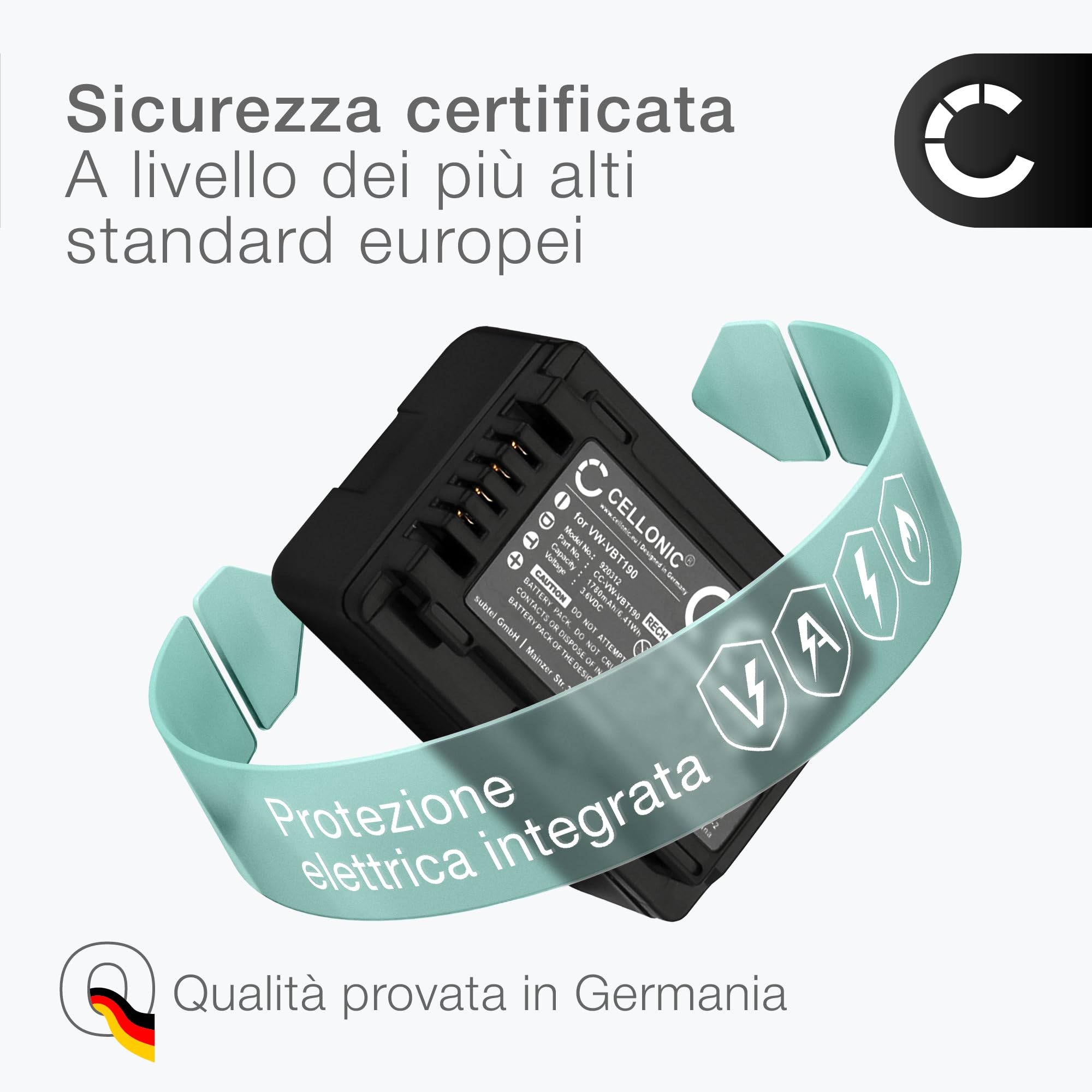 CELLONIC 1x Batteria per Fotocamera Compatibile con Panasonic HC-V180, HC-V777, HC-V380, VW-VBT190 – (1780mAh, 3.6V)
