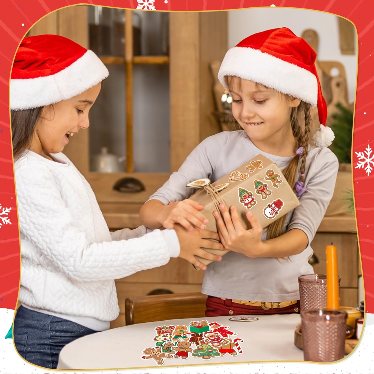 120 PCS Gingerbread Stickers, Gingerbread Christmas Party Favors Birthday Party Decorations Supplies Gingerbread Man Stickers Christmas Gifts Waterproof Vinyl Stickers for Water Bottle Laptop - Image 5