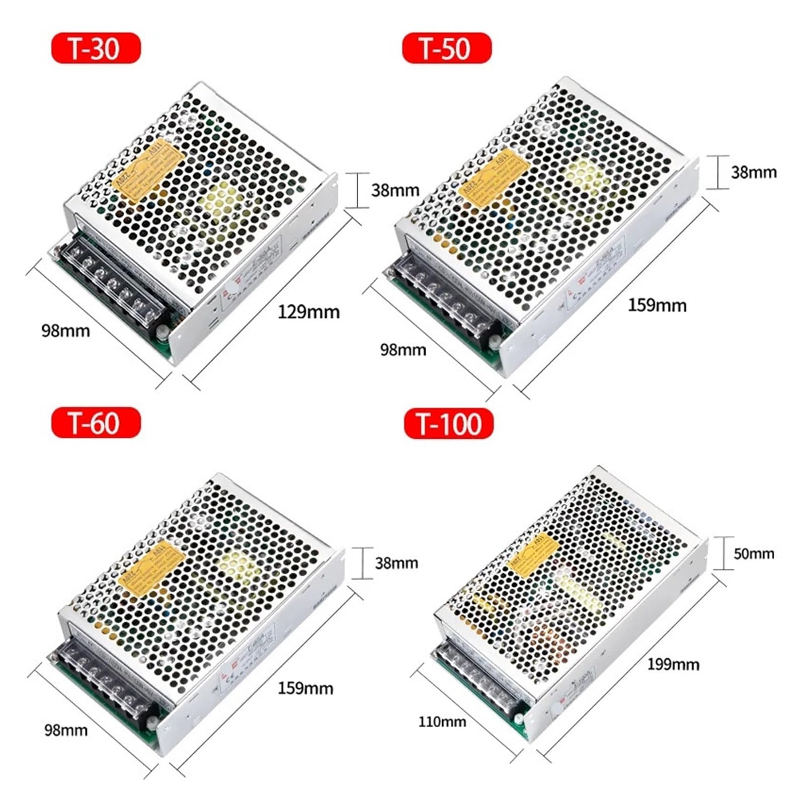 1 x potrójny zasilacz impulsowy 30 W, 50 W, 60 W, 100 W, 350 W, 500 W, AC/DC, 5 V, 15 V, -15 V, 12 V, 24 V, transformator sterownika (C(5V 15V -15V)_100W)