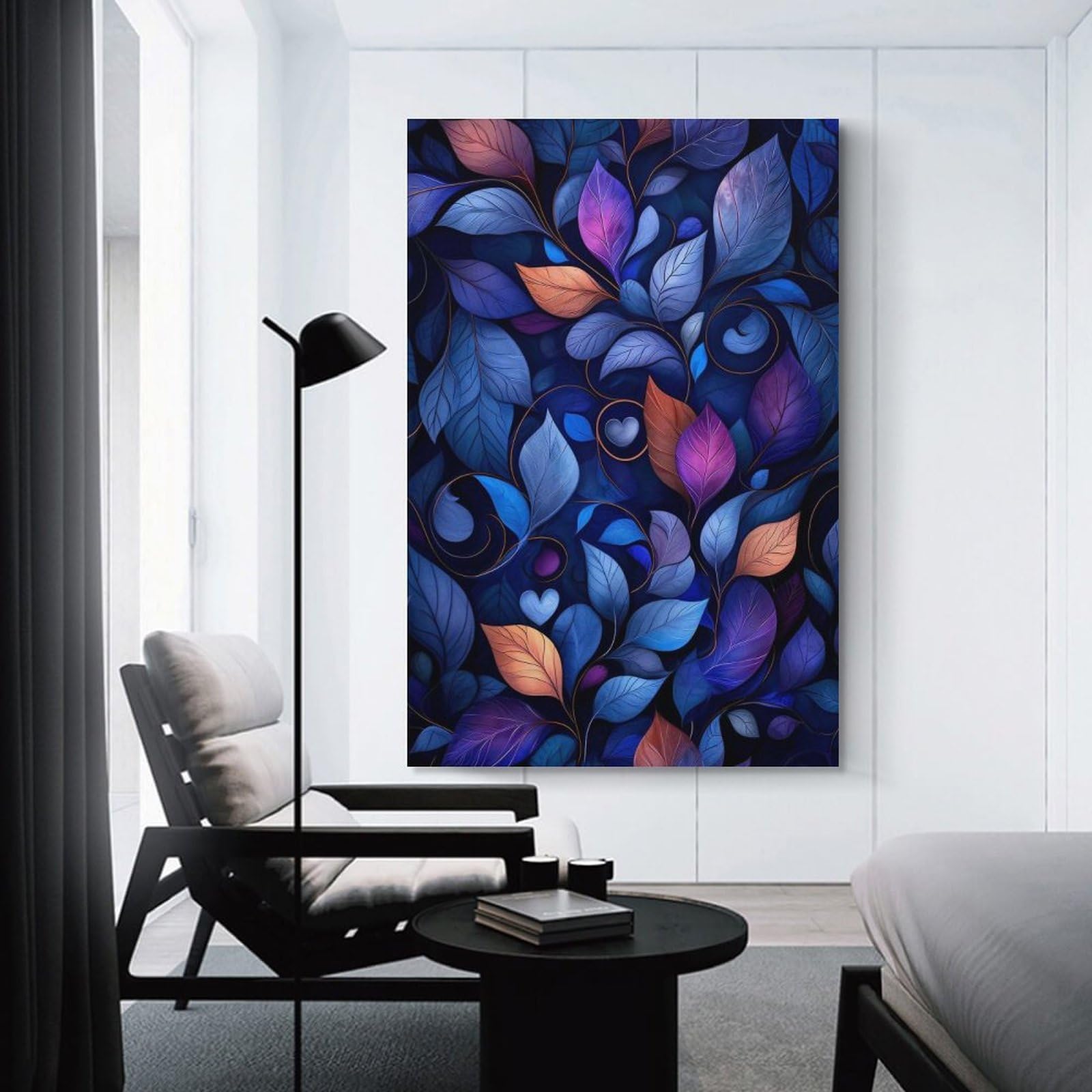 Junmoney Enchanted Foliage Art Canvas Wall Picture 24x36inch(60x90cm), for Living Room, Bedroom Or Apartment Walls, Modern Wall Decor for Cosy Interiors