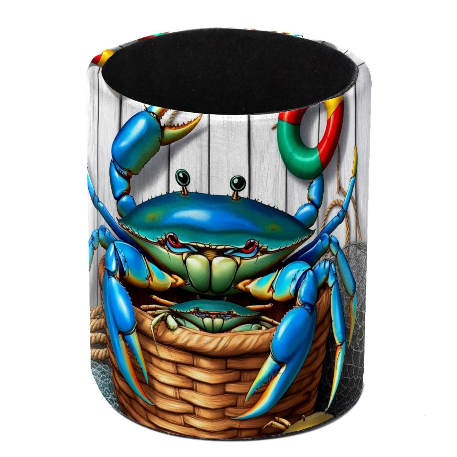 HEOEH Crab Pen Holder for Desk, PU Leather Pencil Holder Pen Cup Marker Holder Makeup Brush Holders, Desk Accessories & Workspace Organizers for Home, Office
