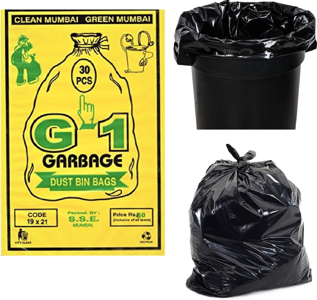 G 1 Garbage/Trash/Dustbin Bags and Plastic Covers For Home Malls Parks Hospitals Hotels | Medium Size | Black Color | 19 x 21 inch | 2100 pieces| (B07L1V26QF) Amazon Price History, Amazon Price Tracker