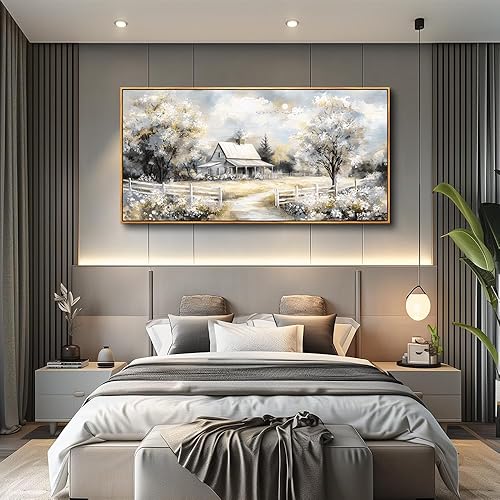 Miniatura 2 de QIYILEXWART Lienzo decorativo para pared de sala de estar, decoración de pared para dormitorio, oficina, decoración de pared, cabaña de bosque,