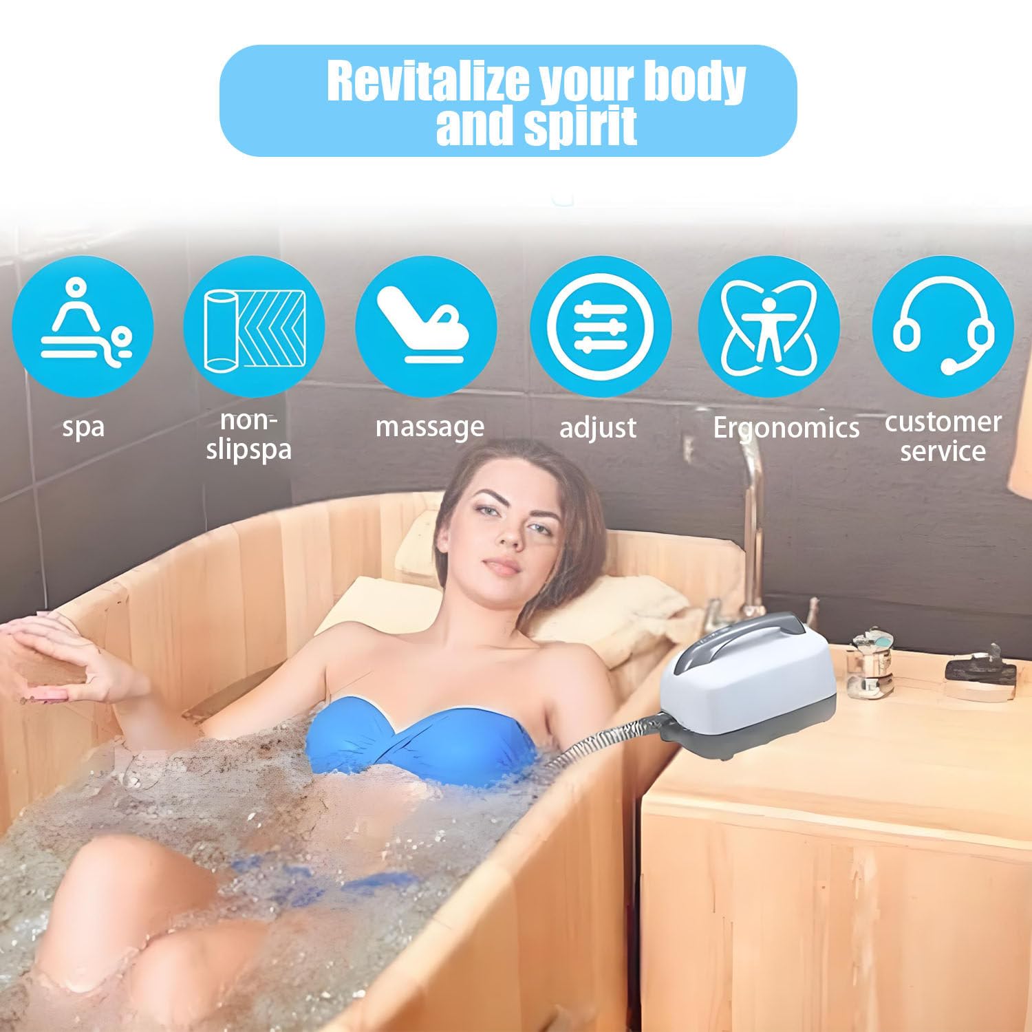 Alfombrilla de masaje de burbujas para bañera | Masajeador portátil de spa con chorro de aire para relajación, calma los músculos y mejora el sueño durante los baños