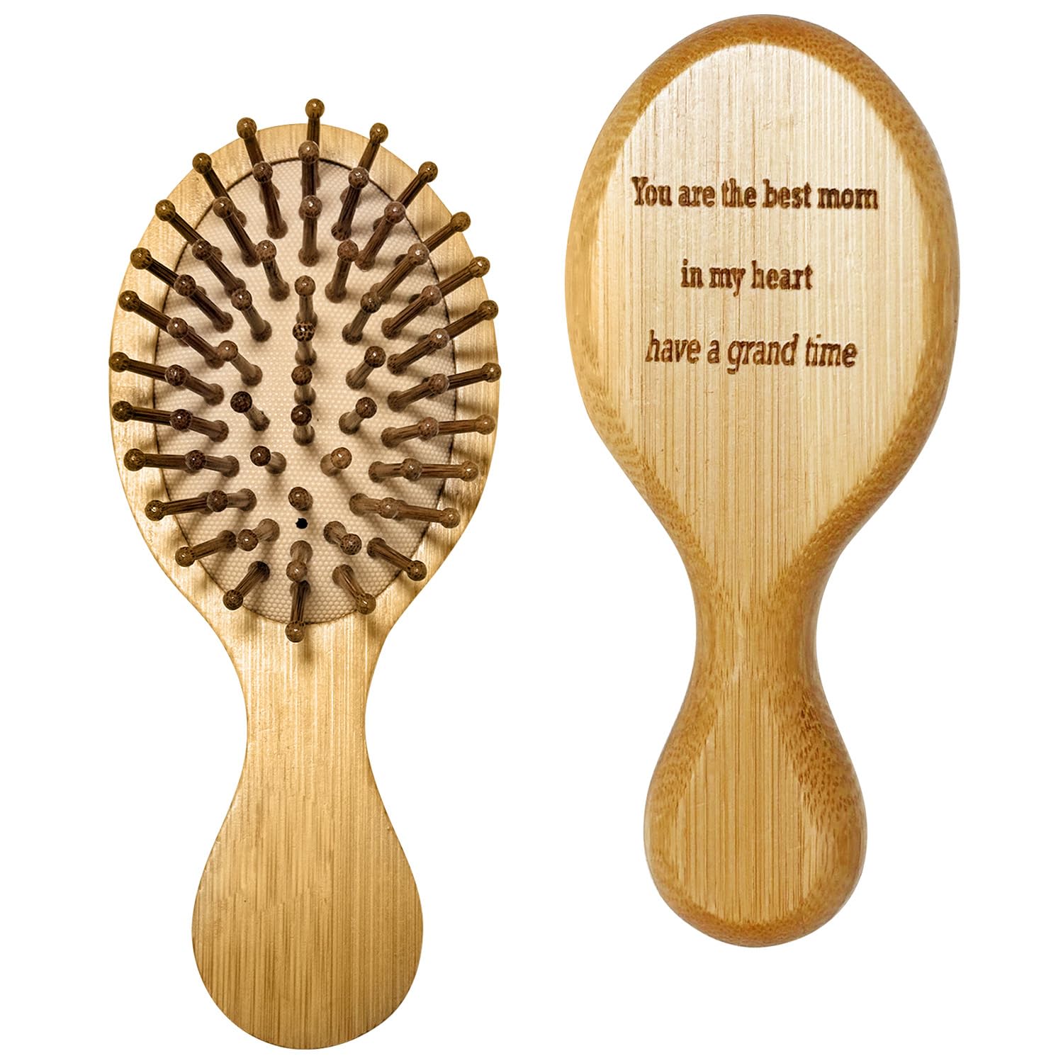 Wooden Hairbrush Mini Travel Size brush Natural Bamboo Hair brushes With Paddle Detangling, Massage Scalp birthday Mother's Day Thanksgiving gift for Mother