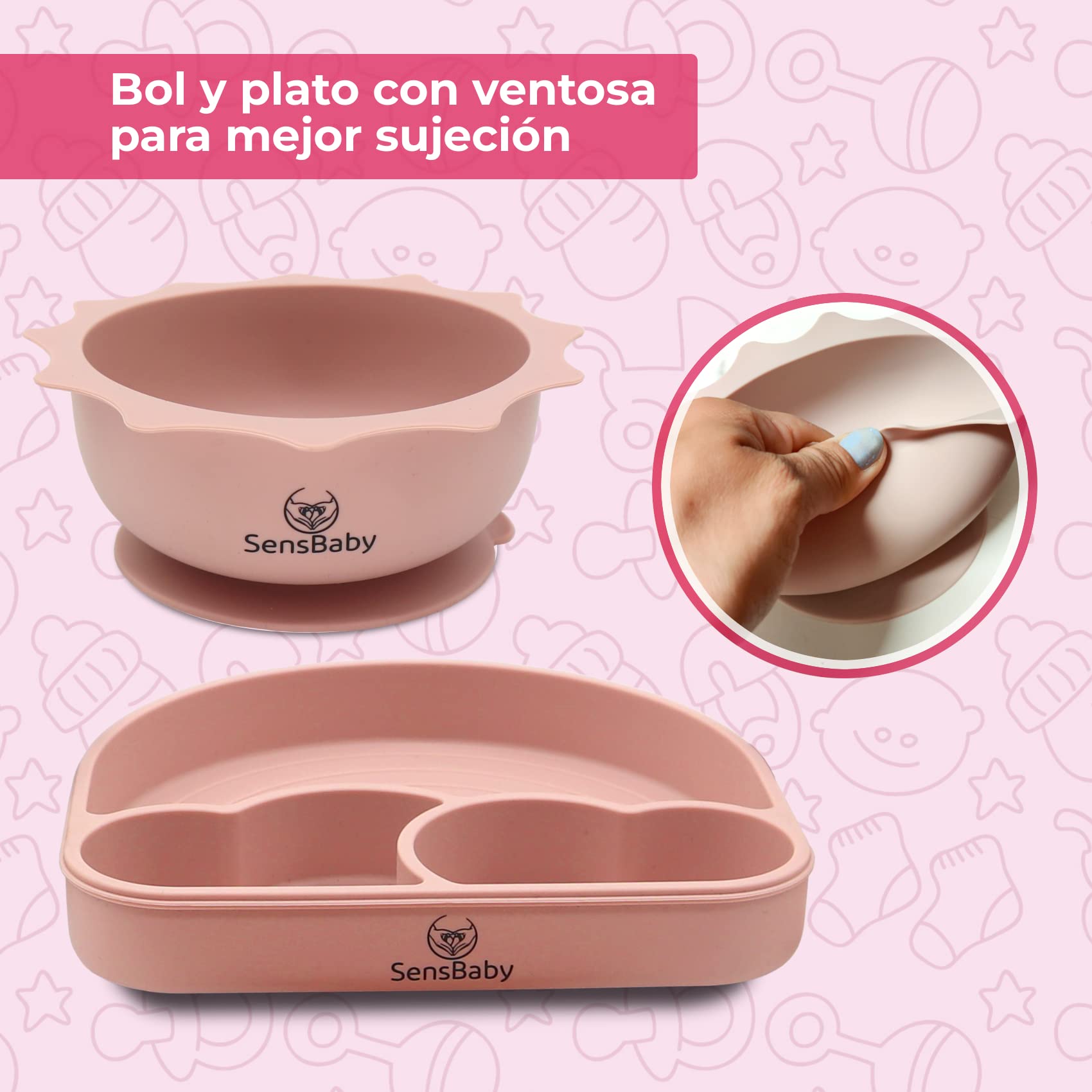 Vajilla Infantil de Silicona - Platos con Ventosa, Set Personalizado para Bebé