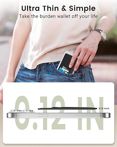 Miniatura 2 de Senose Cartera magnética compatible con cartera Magsafe, cartera de cuero Mag-Safe para la parte posterior del teléfono, compatible con iPhone