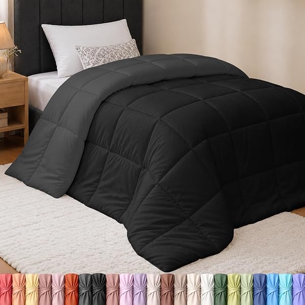 Utopia Bedding Twin Comforter, Duvet Insert, Black/Grey, 64 X 88 Inches