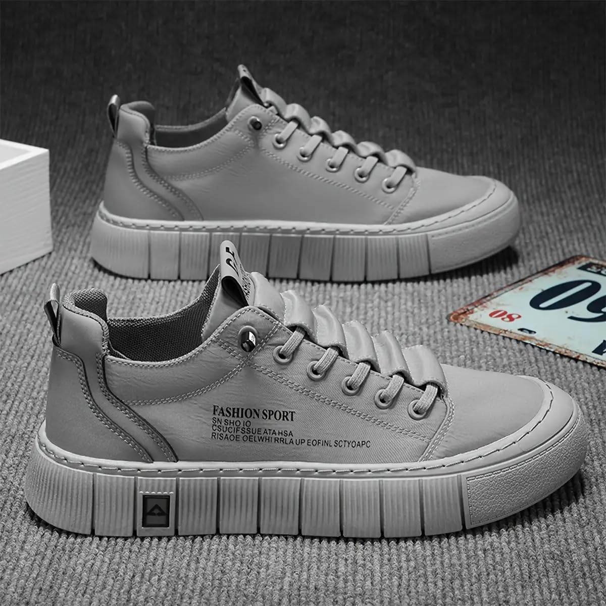 Men's Solid White -Like Sneakers - Low-Top & Slip-Resistant Rubber Sole, Minimalist Modern Design Casual Shoes for Daily Travel, Office, Gym - Comfortable & Durable All-Purpose Sneakers - Image 4