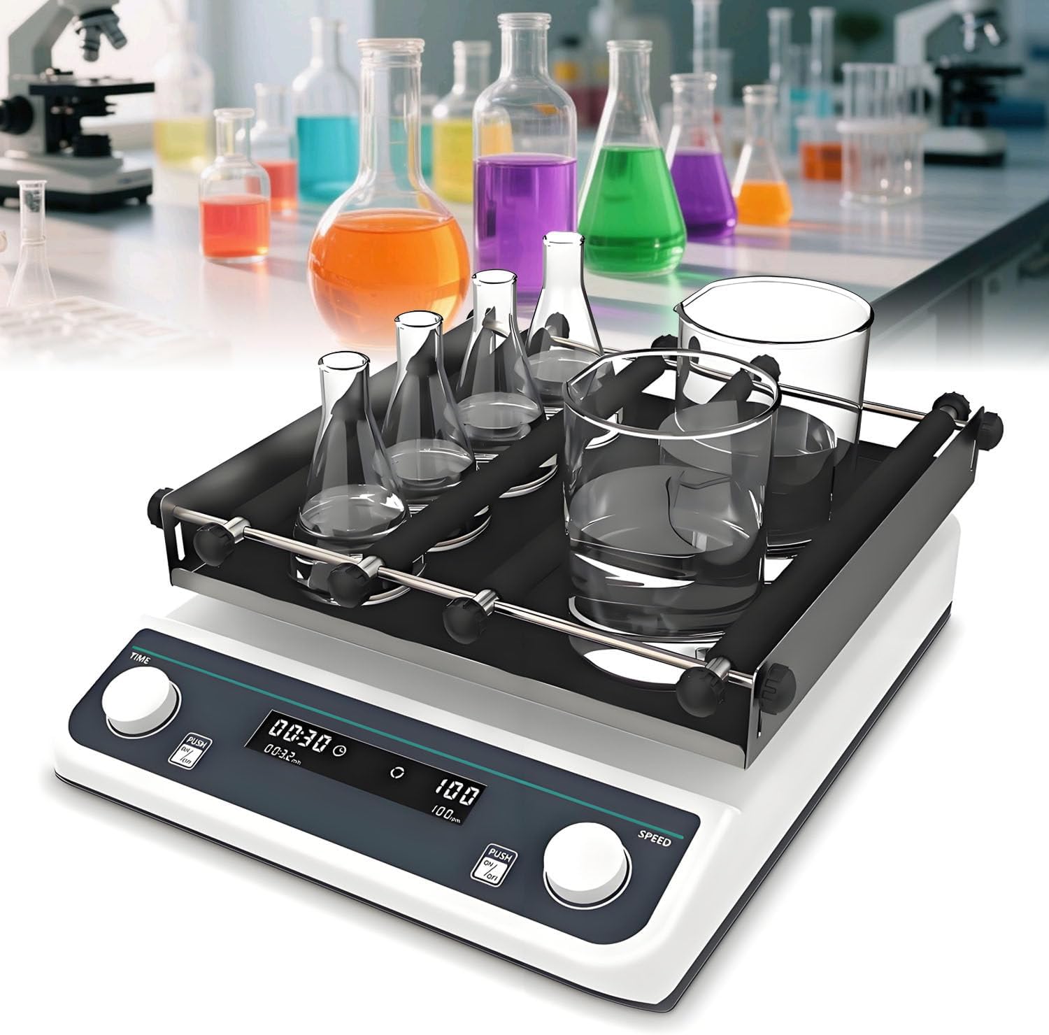 Digital Large Magnetic Stirrer Plate,Lab Orbital Shaker Mixer,Adjustable Speed 40-200RPM,Timed and Continuous Modes Rotator Shaker for Laboratory OS-40Max