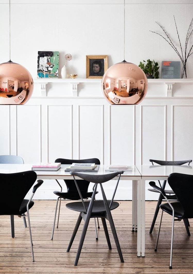 Kreatywny Pojedyncza Głowica Chrom Czerwona Miedź Lustrzana Kula Lampa Wisząca Globe Wiszące Światło Żyrandol Stodoła Magazyn Metall Okrągły Abażur Lampa Sufitowa (Rozmiar: Średnica 30 cm)