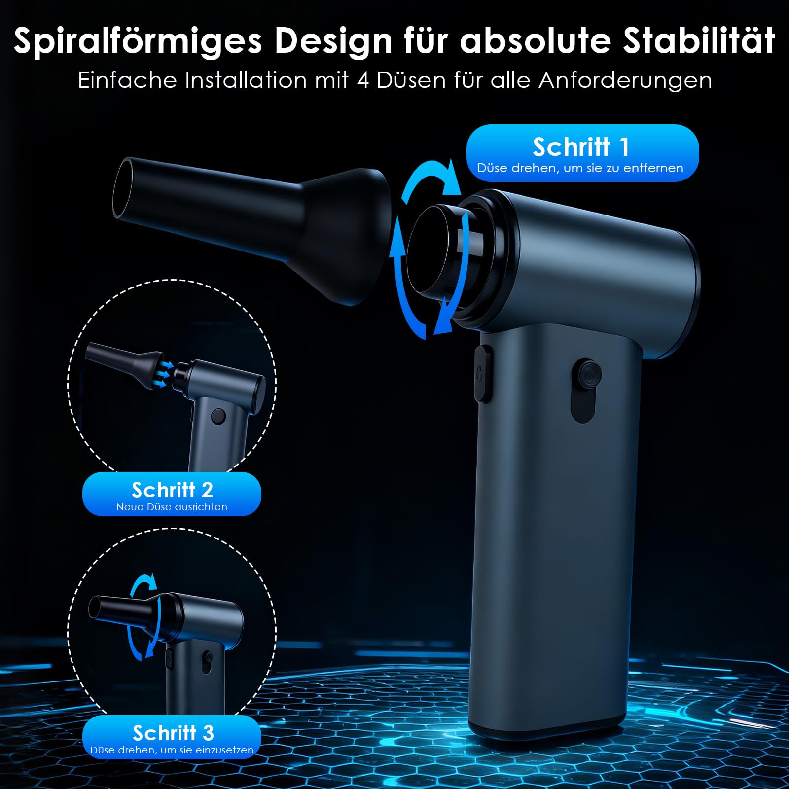 Staubgebläse 180000RPM Electric Air Duster Beliebig Einstellbar, 7500mAh USB Wiederaufladbar Elektrische Staubgebläse Druckluftspray für PC, Auto und Werkbank