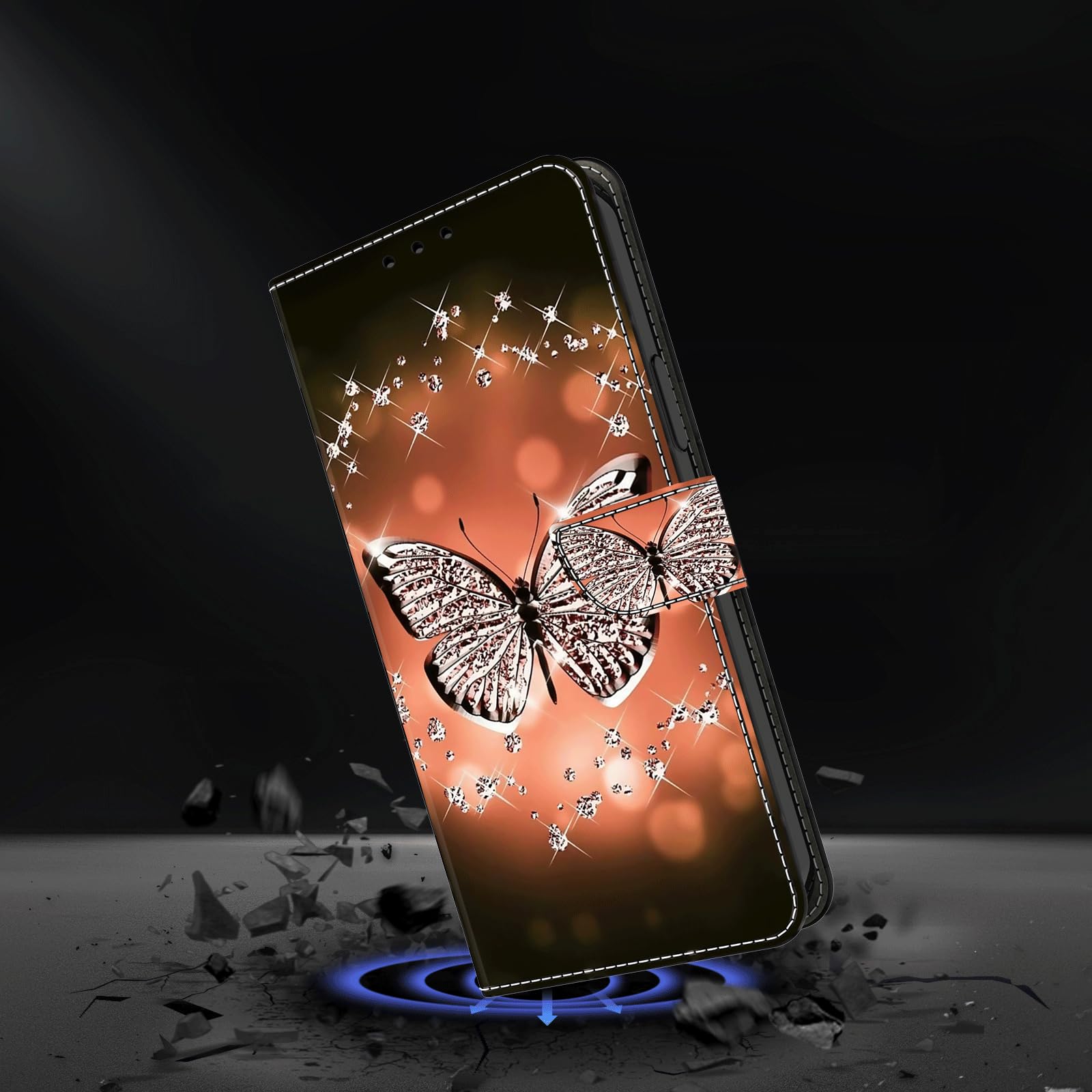 Custodia Flip Redmi 9T Con Brillantini - Cover Portafoglio Magnetica Heart To Heart - Foto 5