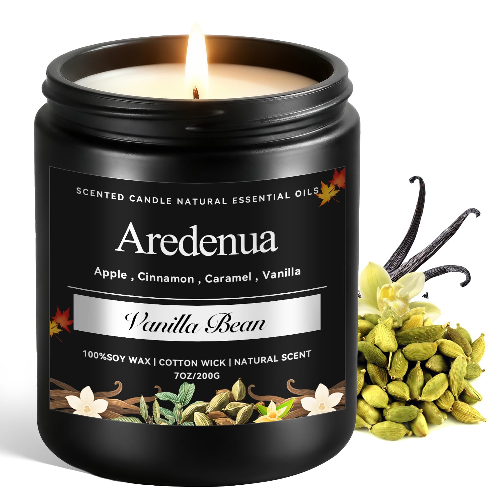 Vanillebohnen-Kerze, Soja-Kerzen mit warmem, süßem Vanille-Aroma, entspannende Duftkerze, gemütliches Winterkerze, Geschenk für Damen und Herren