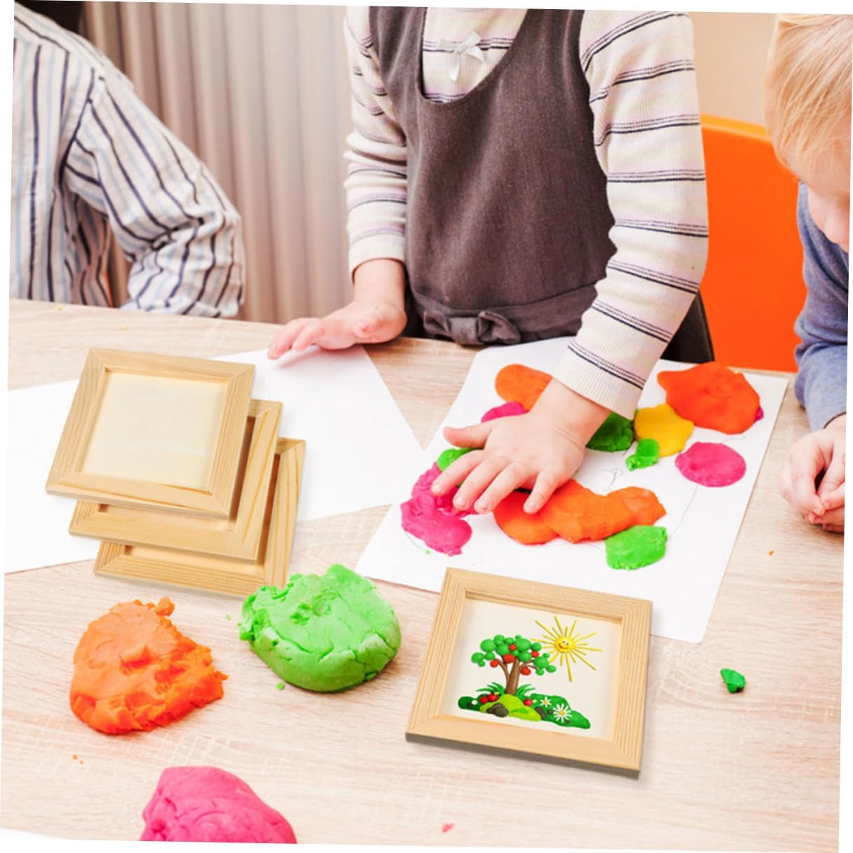 5 Pcs Paintable Wooden Picture Frames DIY Wood Photo Frames with 16.5x16.5cm Inner Size for Artwork Display and Craft Projects