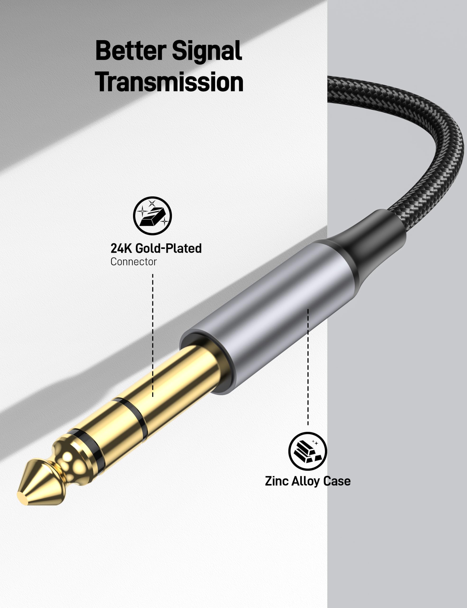 3M 3,5mm a 1/4 adattatore audio cavo stereo TRS 1/8 a quattro pollici TS 6,35mm Y splitter chitarra AMP Aux cavo per cellulare, commutatore, home cinema apparecchiature (2Pack)