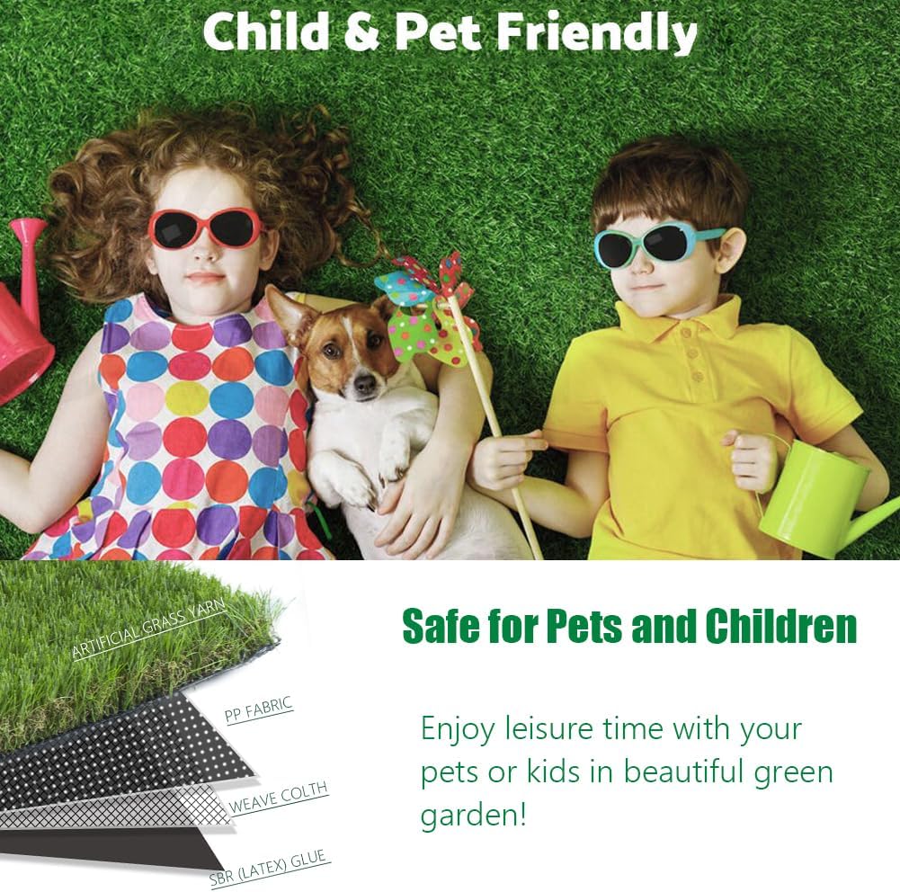 LITA Thick Artificial Grass Turf 1x8FT, 1.77 Inch Realistic Fake Grass Rug with Drainage, Customizable with Extra Large Size, Perfect for Indoor and Outdoor Use, Synthetic Grass Mat for Dogs