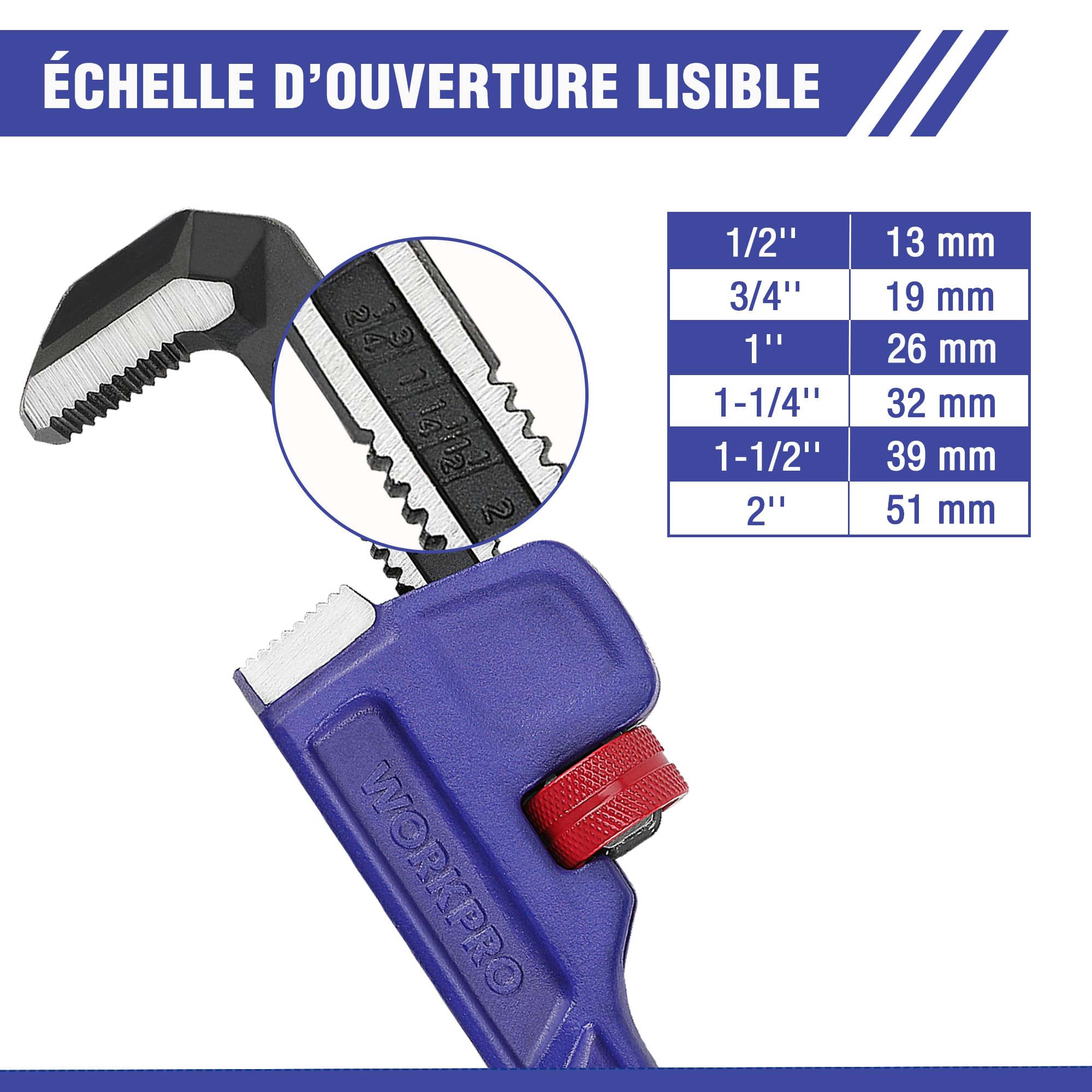 WORKPRO Clé à Griffe de Forgeage Entier 350 MM, Clé Serre-tube Droite Robuste pour Réparation de Plomberie