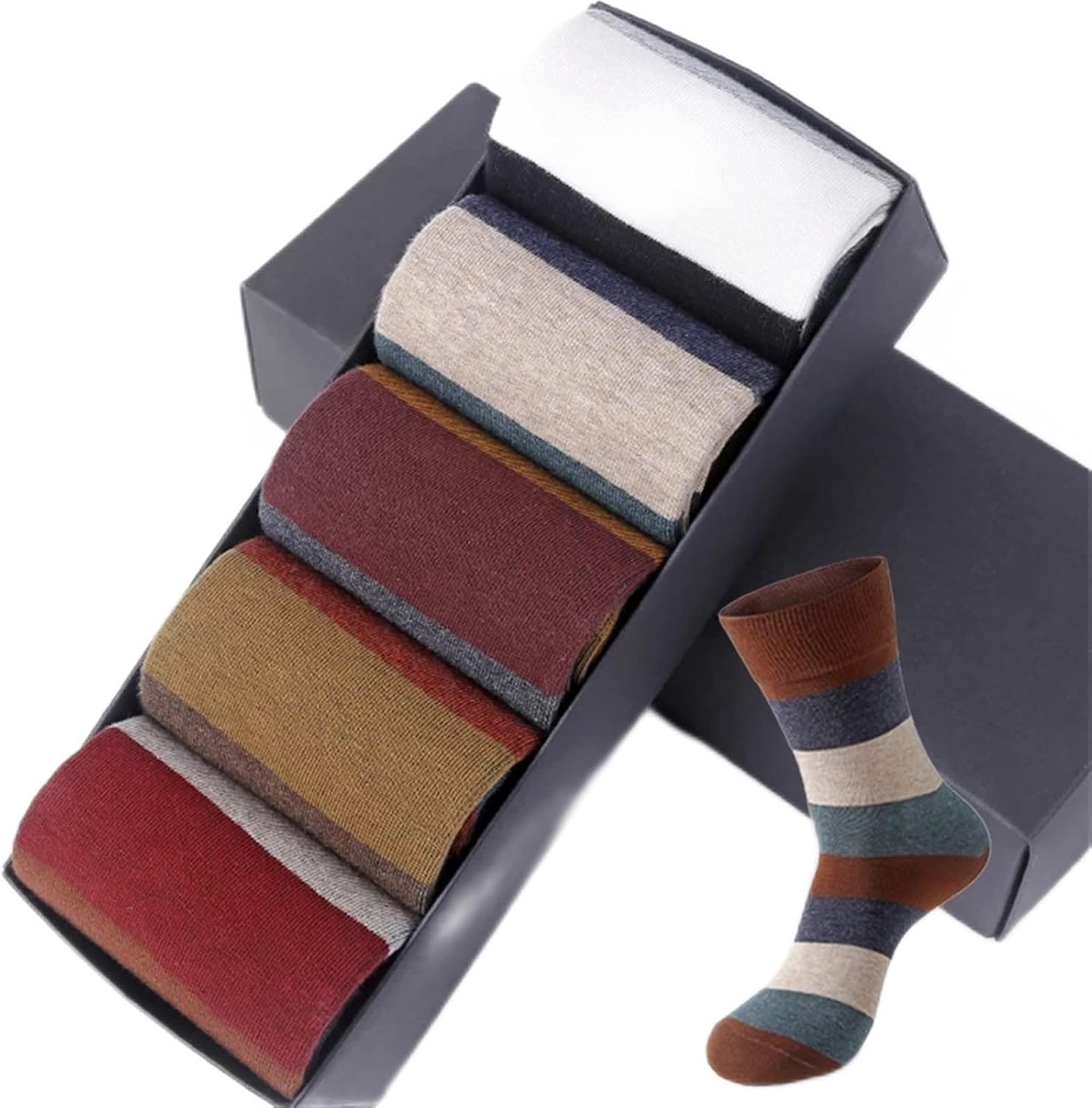 [XSDIAQG] メンズコーマ綿靴下カラフルな大ストライプ原宿四季カジュアルソックス男性サイズ
