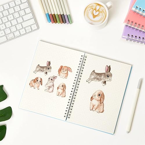 Miniatura 5 de Paquete de 3 cuadernos pequeños en espiral, cuaderno de puntos A6 de 4.3 x 5.7 pulgadas, cuadrícula de puntos de 100 GSM de 0.197 x 0.197 in, 80