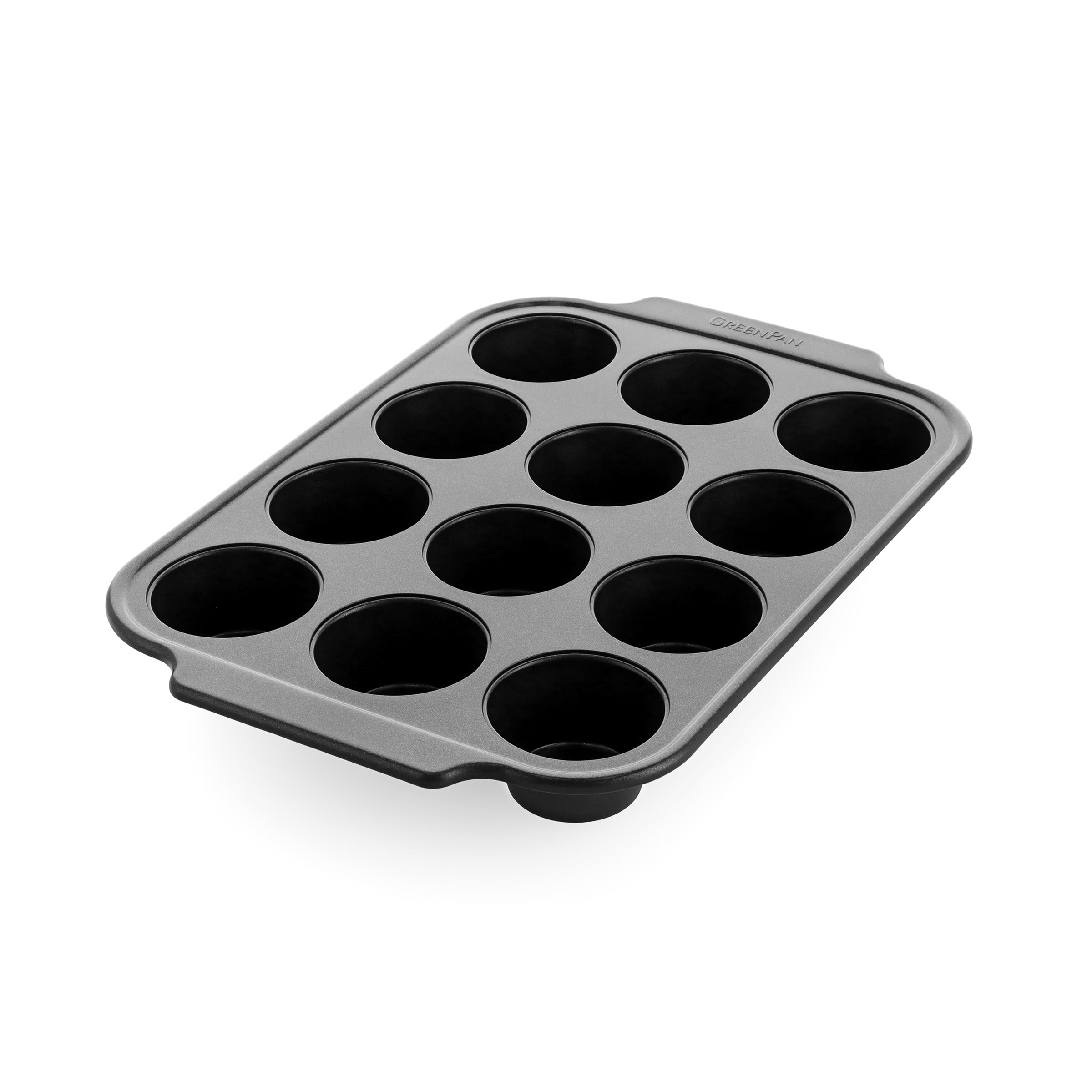 GreenPan Bistro 12-Cup Muffin Tin, Ceramic Non-Stick Coating, PFAS-Free, Cupcake Tin, Sturdy Baking Tray, Even Baking, Easy-to-Clean Baking Ware, Black