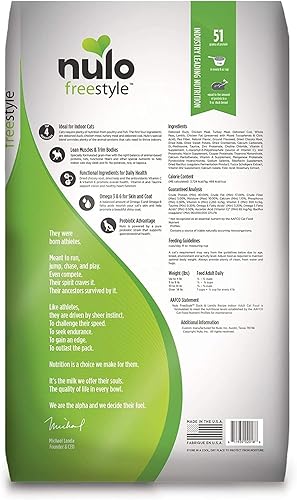 Miniatura 2 de Nulo Alimento seco para gatos sin granos para interiores con probiótico Bc30 (receta de pato y lentejas, bolsa de 5 libras)