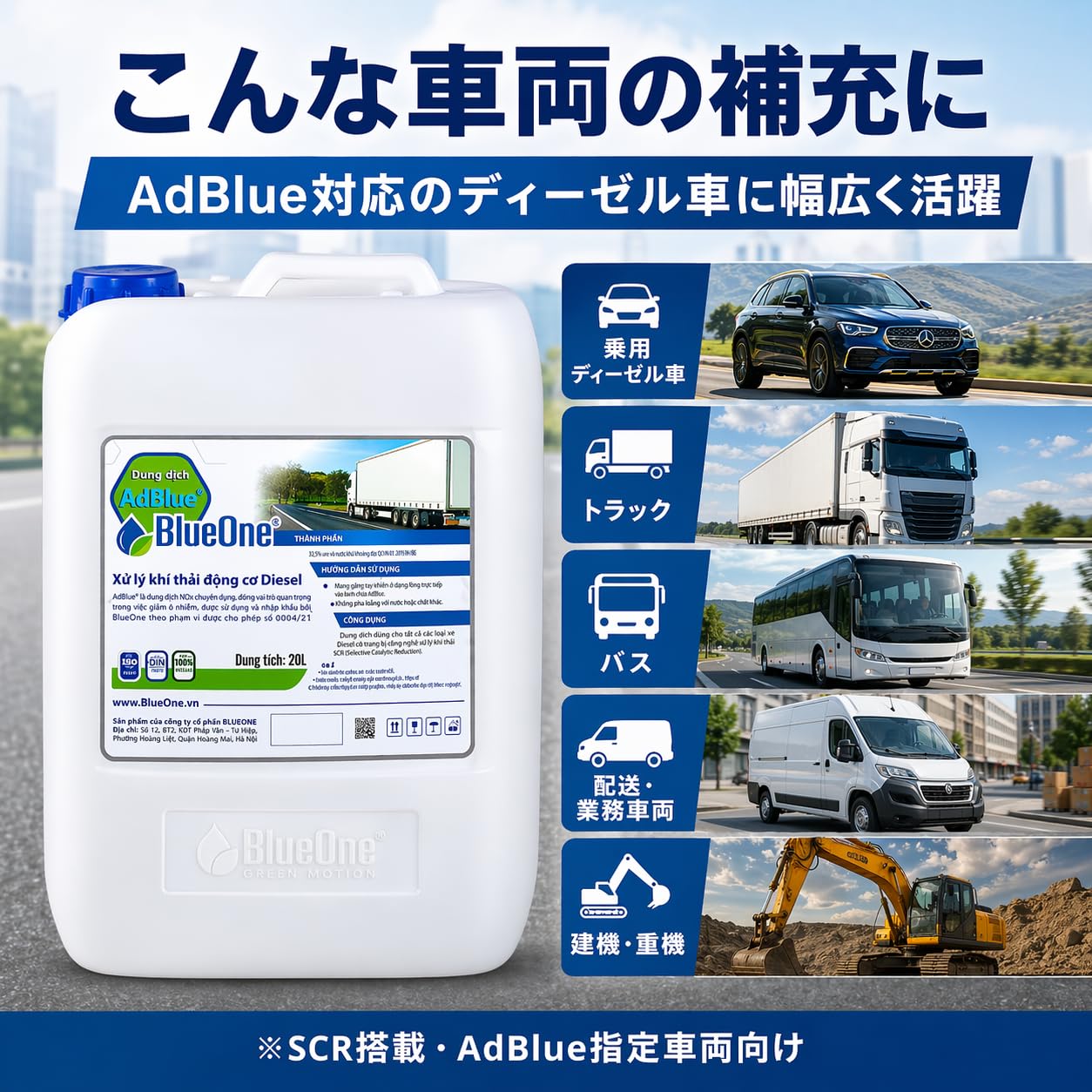 Amazon.co.jp: （20L ノズル付き）AdBlue アドブルー 高品位尿素水 20L